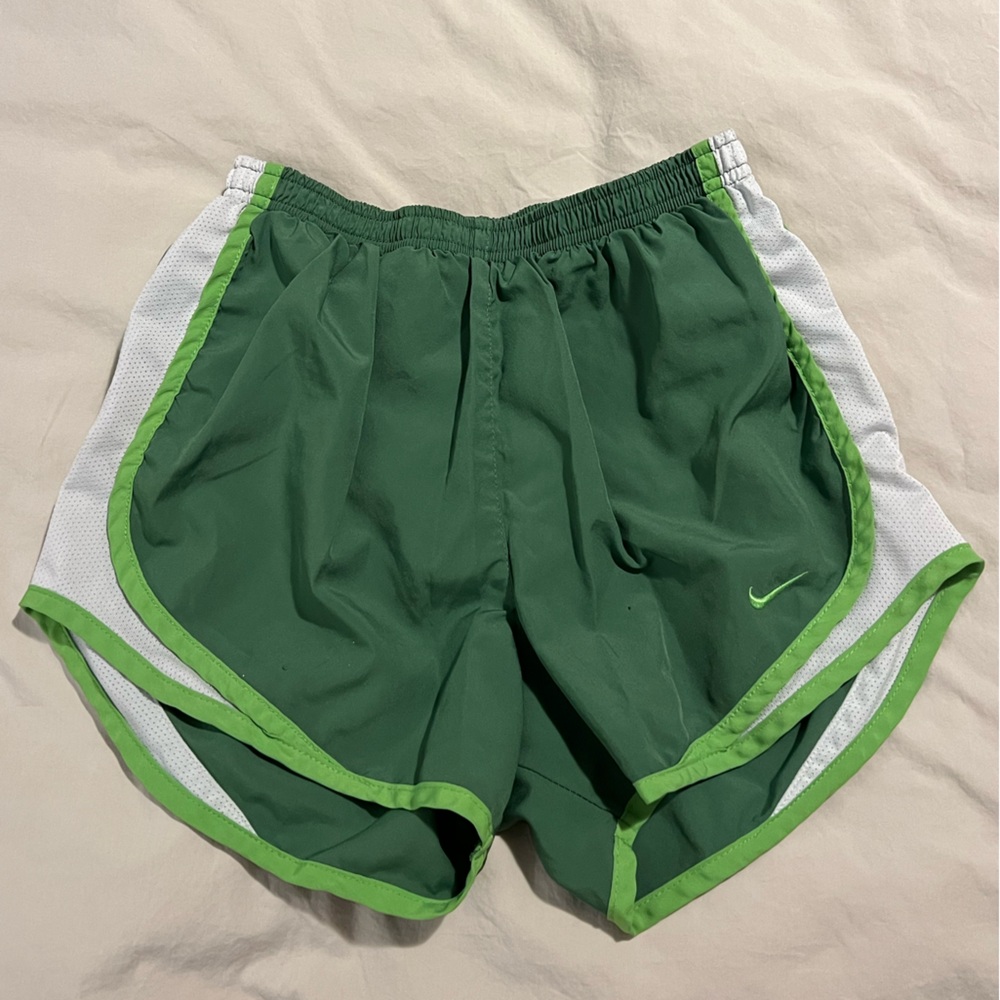 Green and White NikeFit Running Shorts - Wm XS